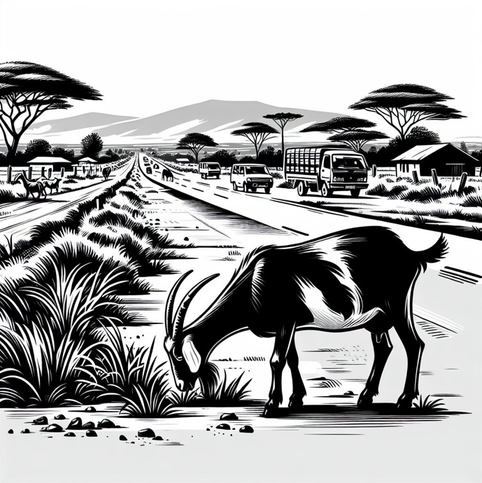 Goats on a road
